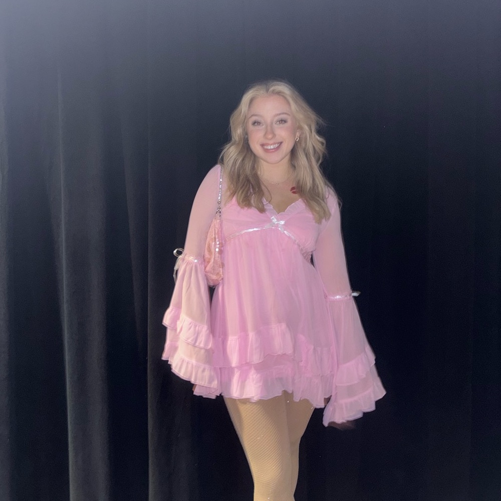 Sugar Thrillz Pink Sheer Ruffle Dress